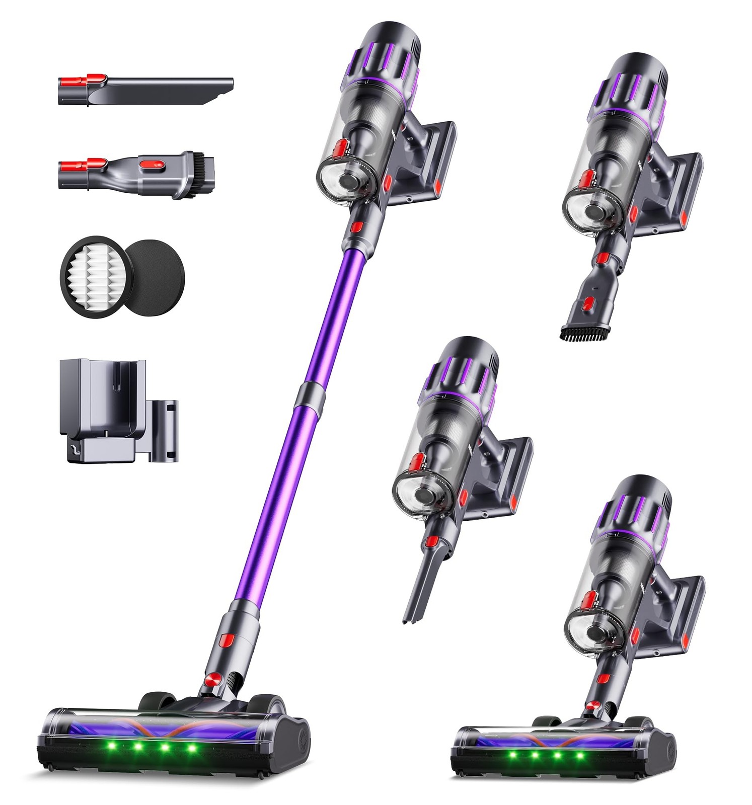 Cordless Vacuum Cleaner,650W 55KPA 80Mins Vacuum Cleaners for Home with Self-...