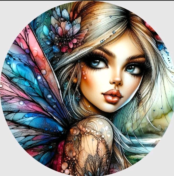 1 OZ .999 SILVER HAYLEYBUG LUCID GLARE COLORIZED ART ROUND FANTASY FAIRY GIRL
