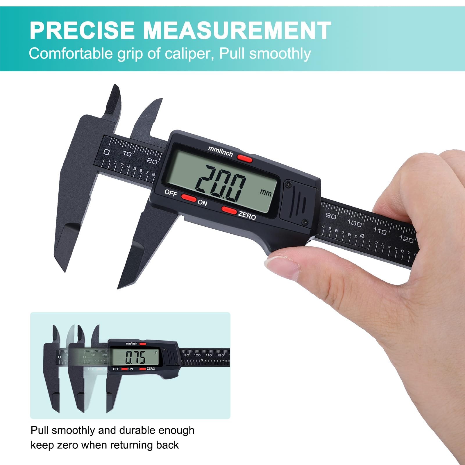 Digital Caliper Measuring Tool LCD Screen Electronic Micrometer 06" Range