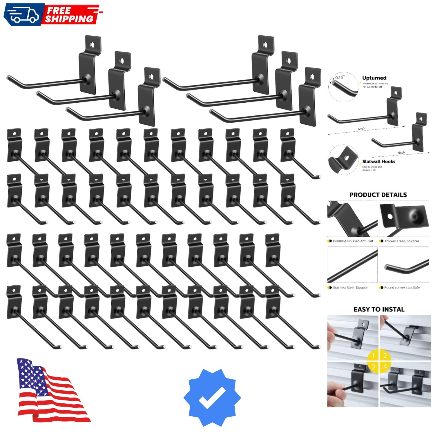 50 Packs Slatwall Hooks 4 Inch 6 Inch Slatwall Accessories Panel Display Hook...
