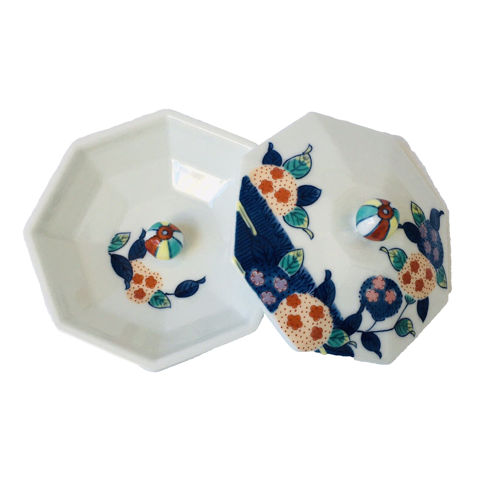 Handmade Porcelain Trinket Box Lushan  Hand Painted Japan H-235