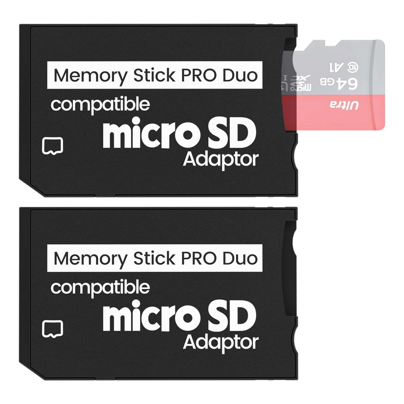 Pefishop 2 Pack Memory Stick Adapter,Micro SD to 2 pack, Black