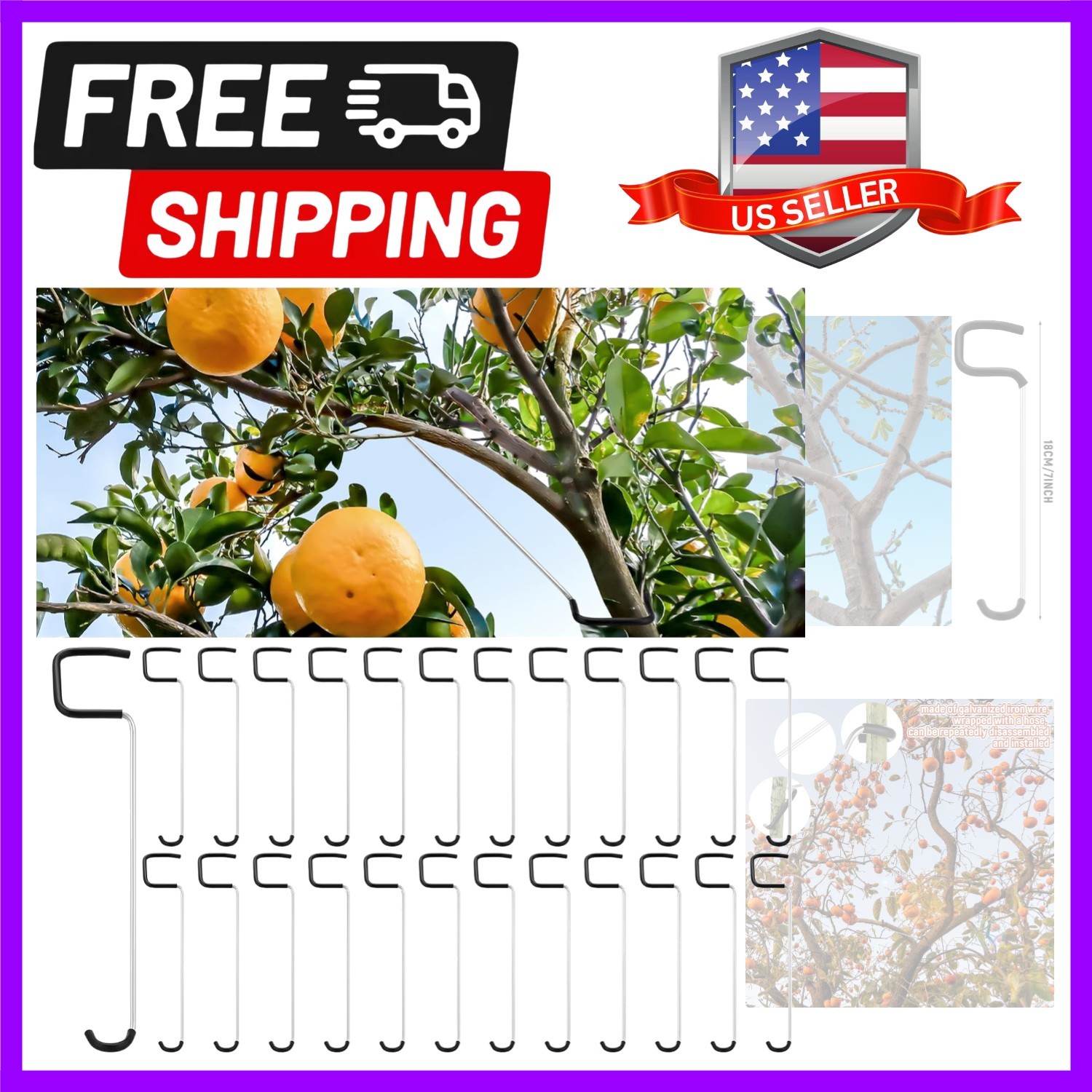 Reusable 7-Inch Branch Spreader for Fruit Trees - Easy Installation & Protection