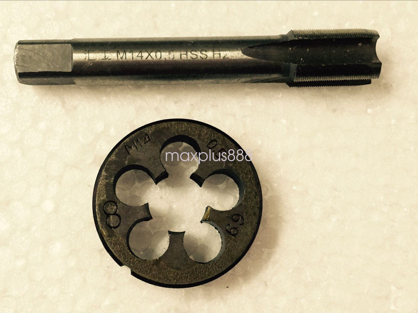 1pc HSS Machine M14 X 0.5mm Plug Tap and 1pc M14 X 0.5mm Die Threading Tool