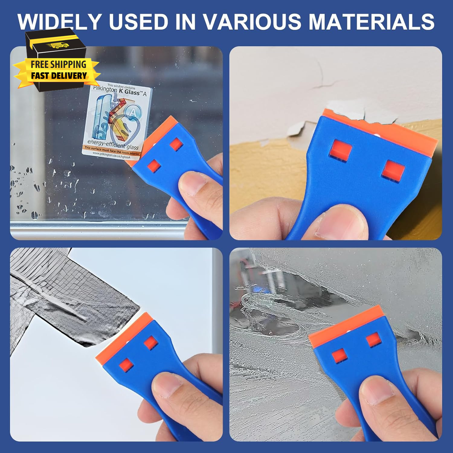 Plastic Razor Blade Scraper Tool, 2 Pcs Razor Scraper with 20 Pcs Plastic Blades
