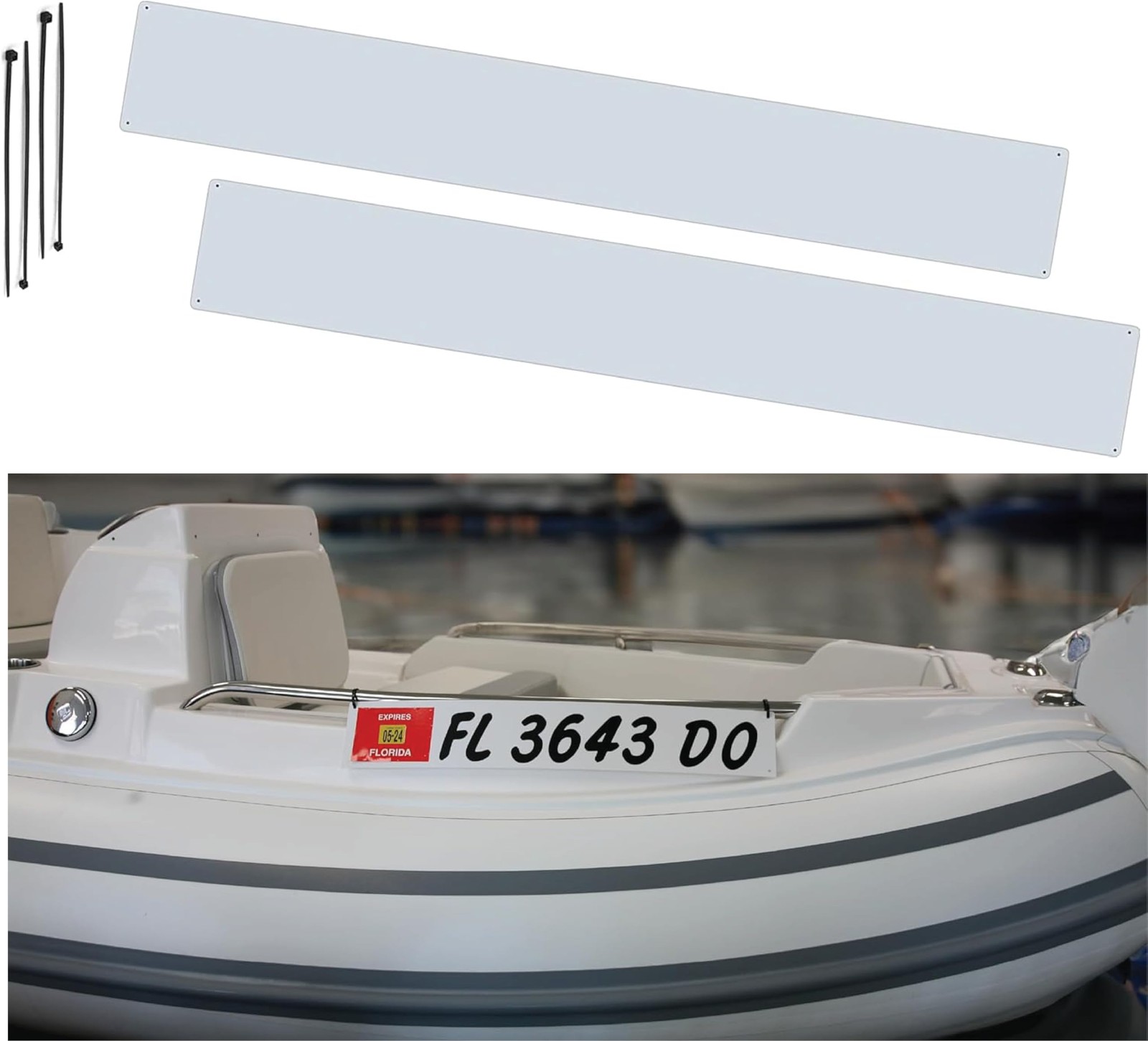 Hardline Products USA Marine Registration Plate Kit for Solid White