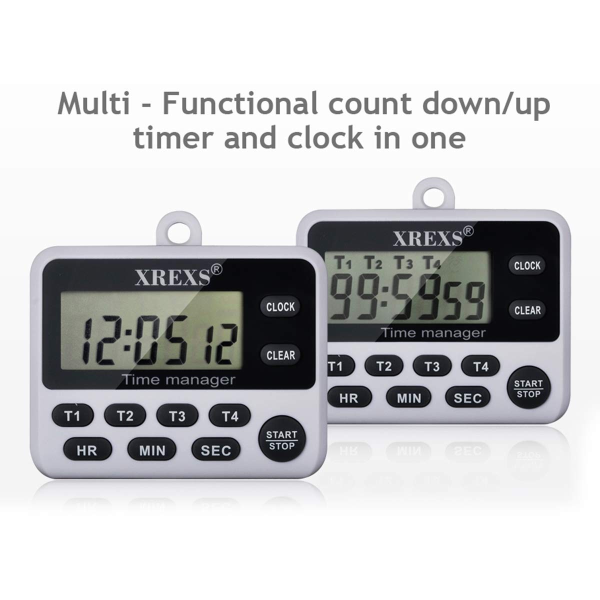 4-Channel Digital Kitchen Timer Clock with Large LCD Display, 4 Groups Simult...