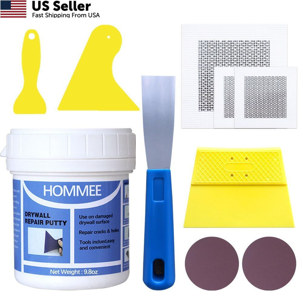 Drywall 8 in 1 Repair Kits with Putty, 8-in-1 SET (1 Can of Spackle)