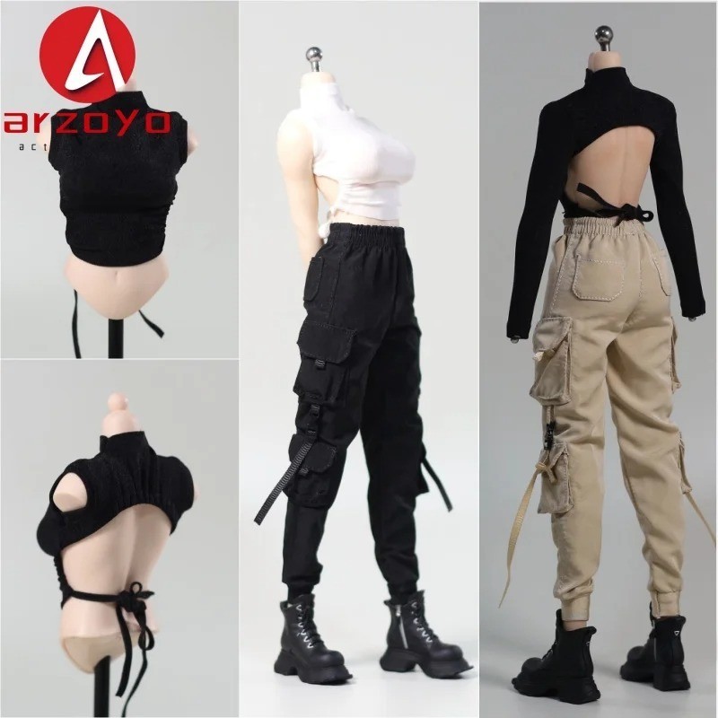 HAILI TOYS 1:6 HF013 Female T-shirt Work Pants Clothes Model Fit 12'' Figure Toy
