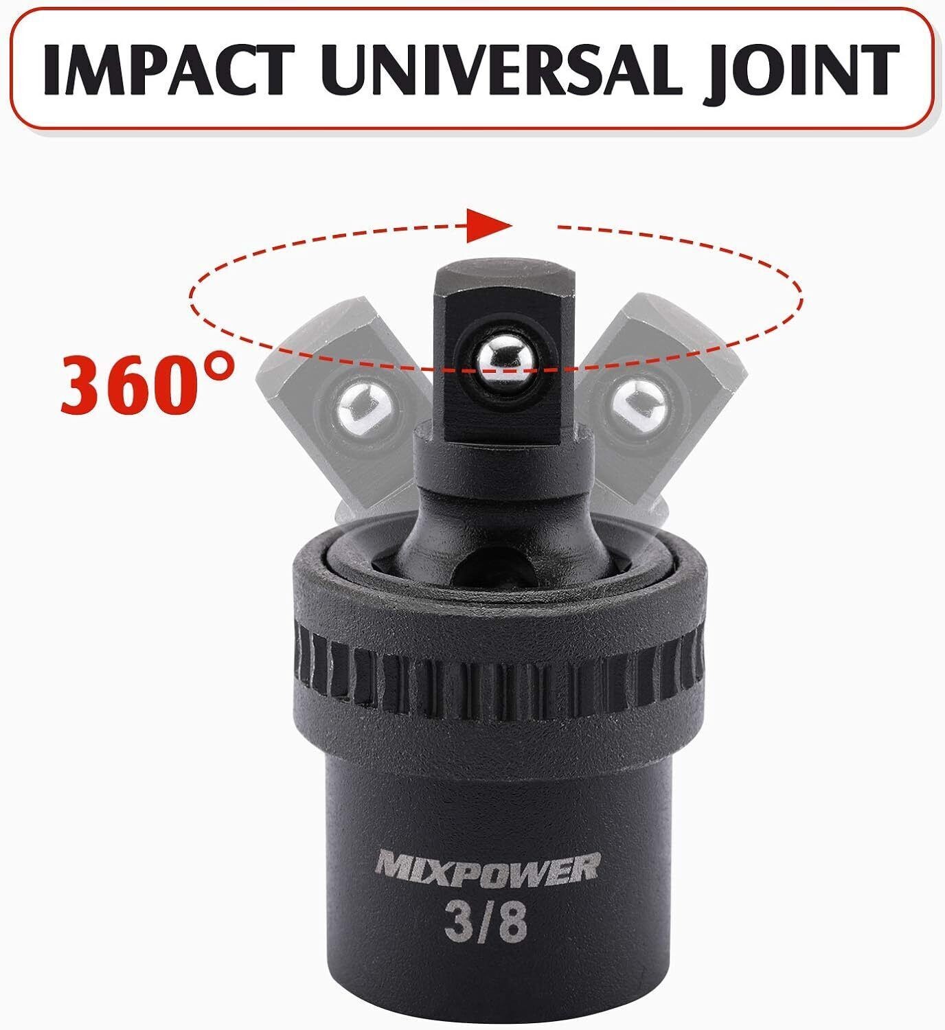 3/8"Drive Deep Impact Socket Set 48 Piece SAE/Metric 6 Point Mechanic Socket Set