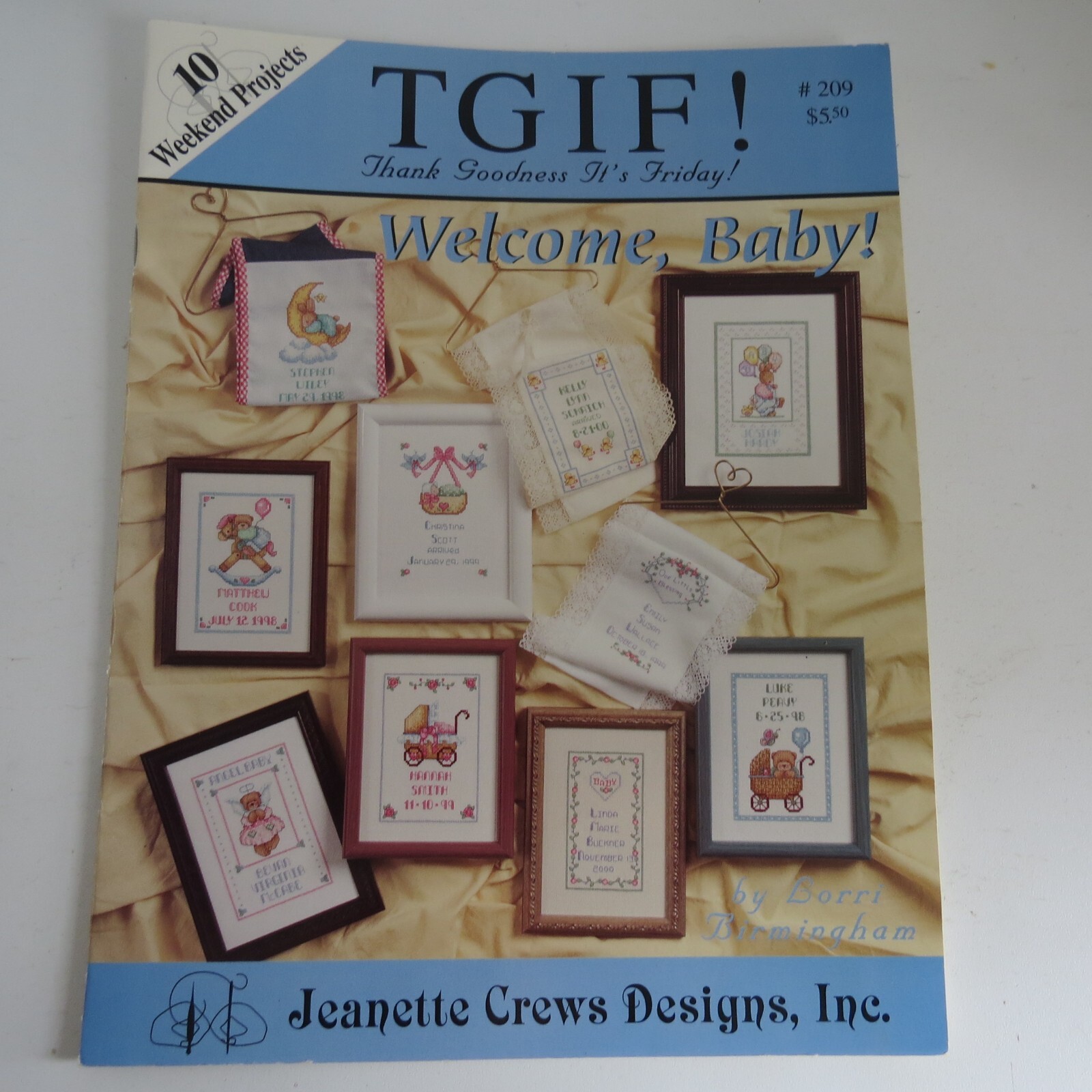 Welcome Baby Jeanette Crews Cross Stitch Pattern 10 Weekend Projects Book #209