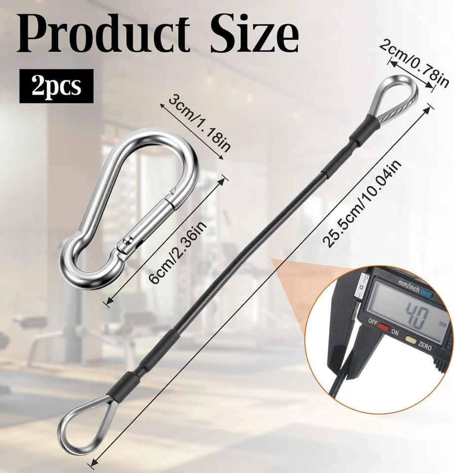 10" Gym Cable Extension, 2 Pcs Replacement Cable Machine Accessories Compatible