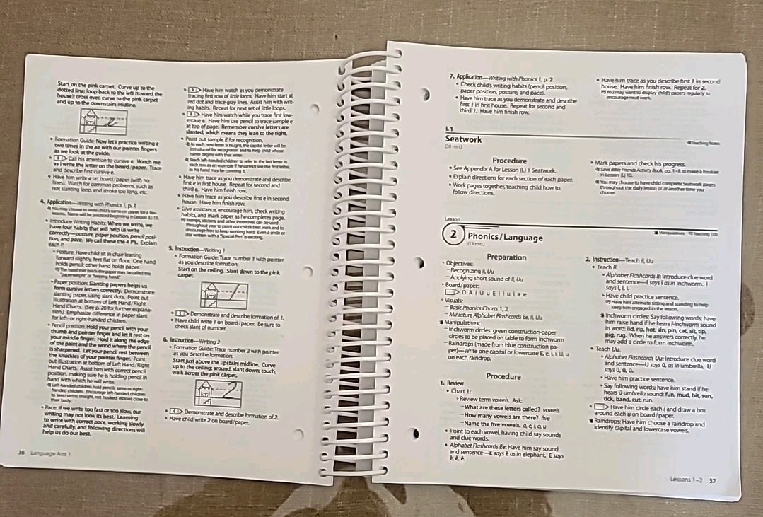 Abeka Language Arts 1 Curriculum Lesson Plans