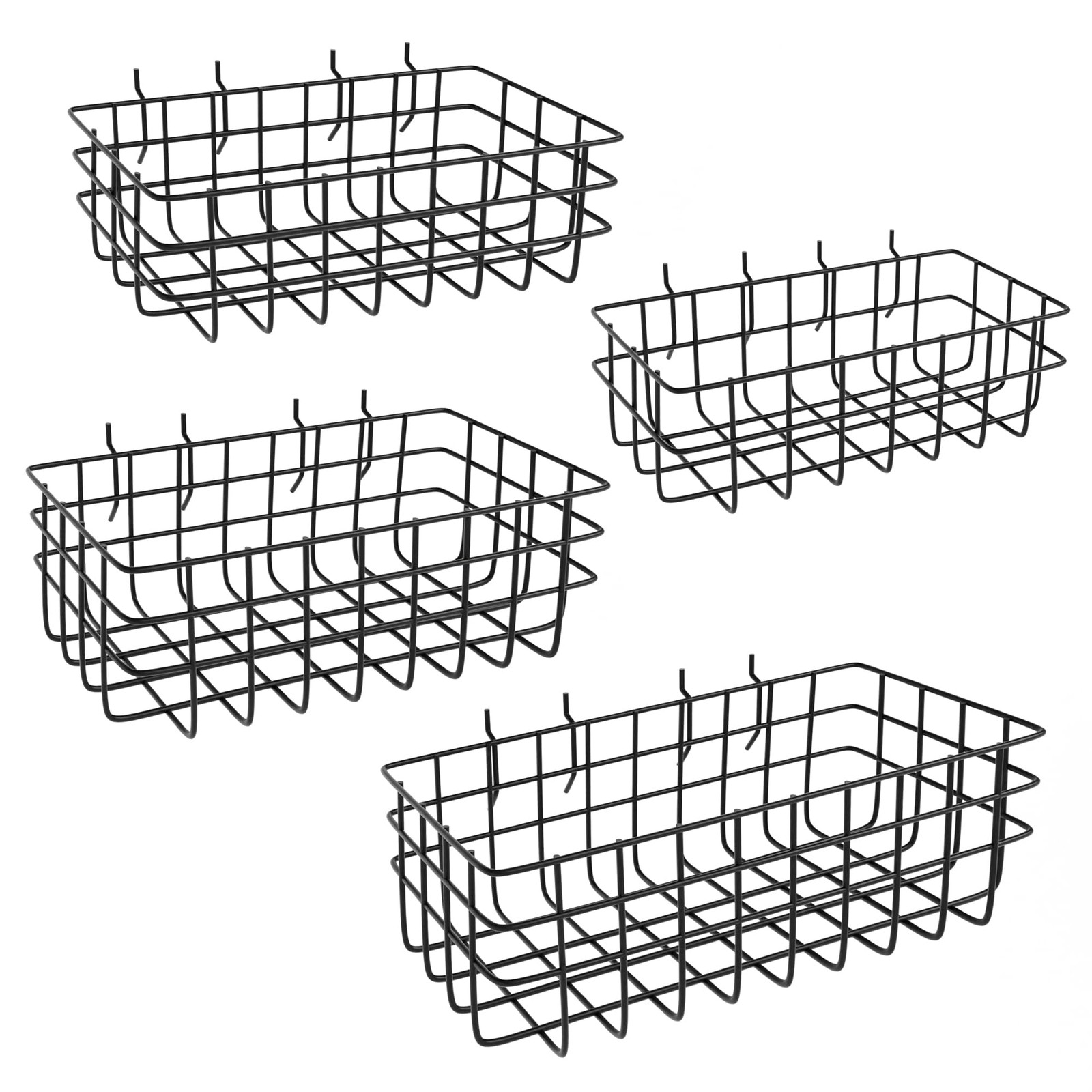 4 PCS Pegboard Baskets Bins Set Accessories Garage Storage Wall Organizer Square