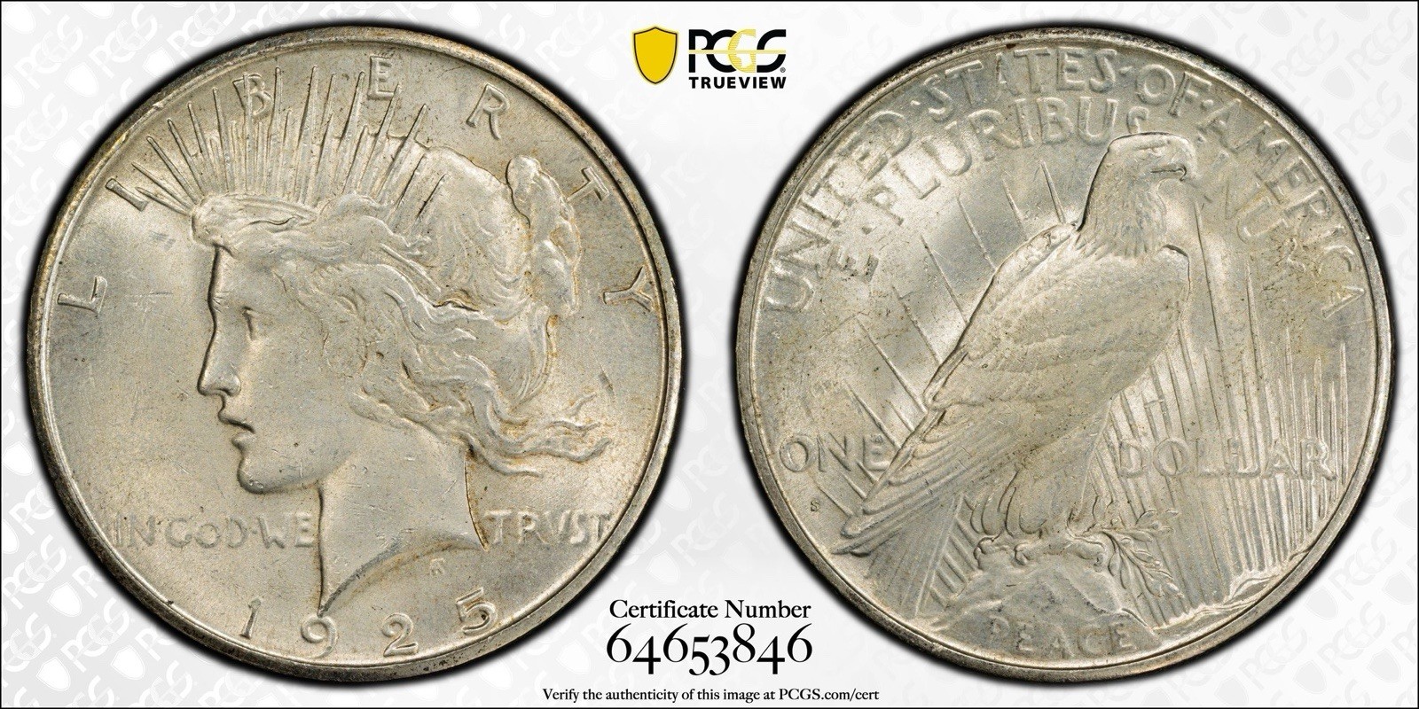 1925-S Peace Silver Dollar PCGS MS63