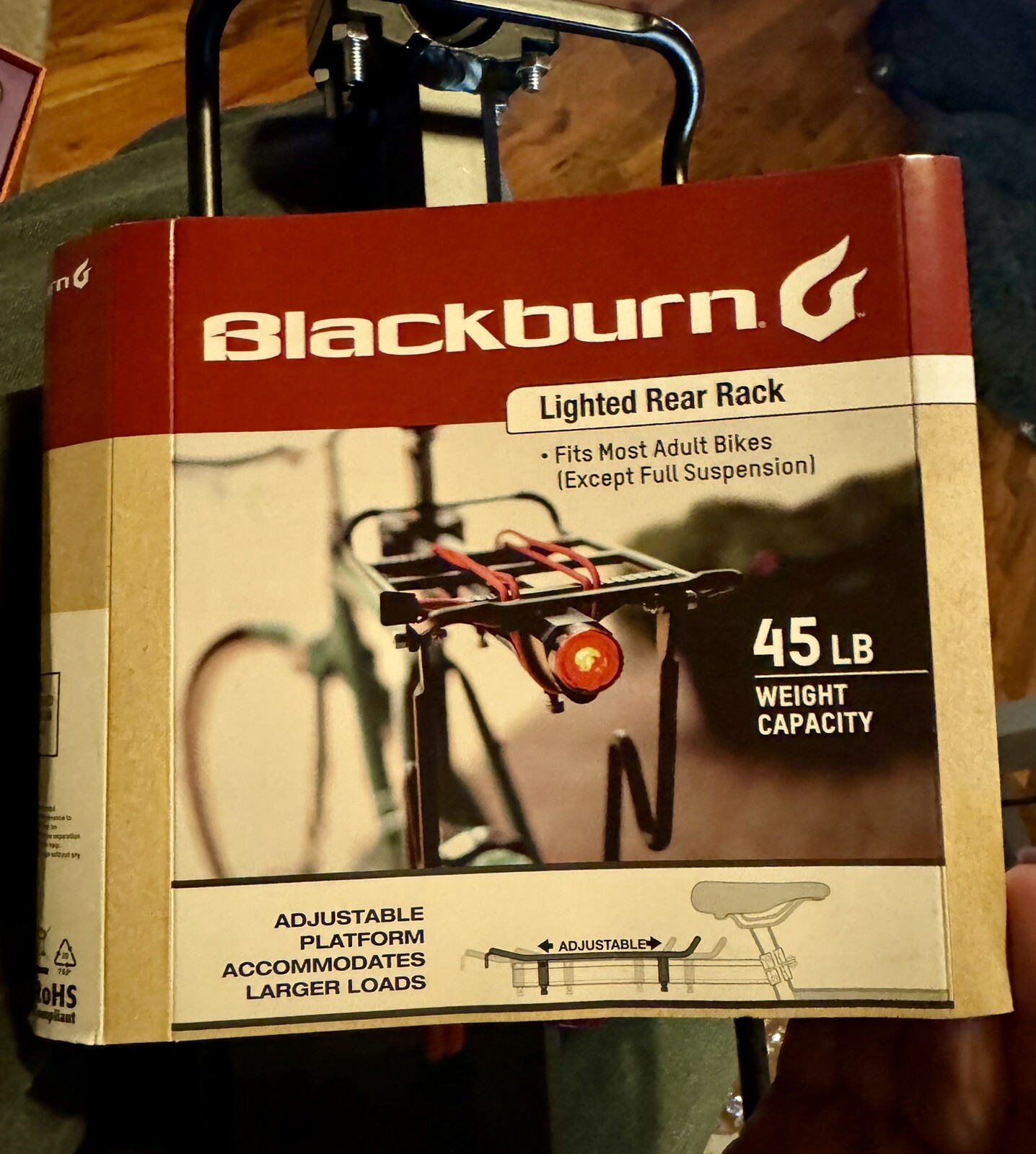Bike Rack Rear Lighted 45LB Capacity, New