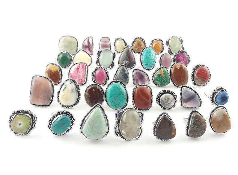 Exotic Turquoise Gemstone 925 Sterling Silver Plated 2Pcs Rings Lot Jewelry Gift