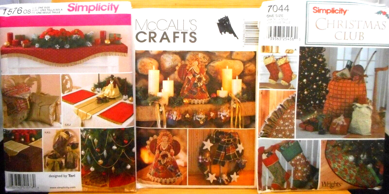 3 Christmas Patterns Simplicity 1576-7044 McCalls 8892 Tablecloth+ Skirt Angel +