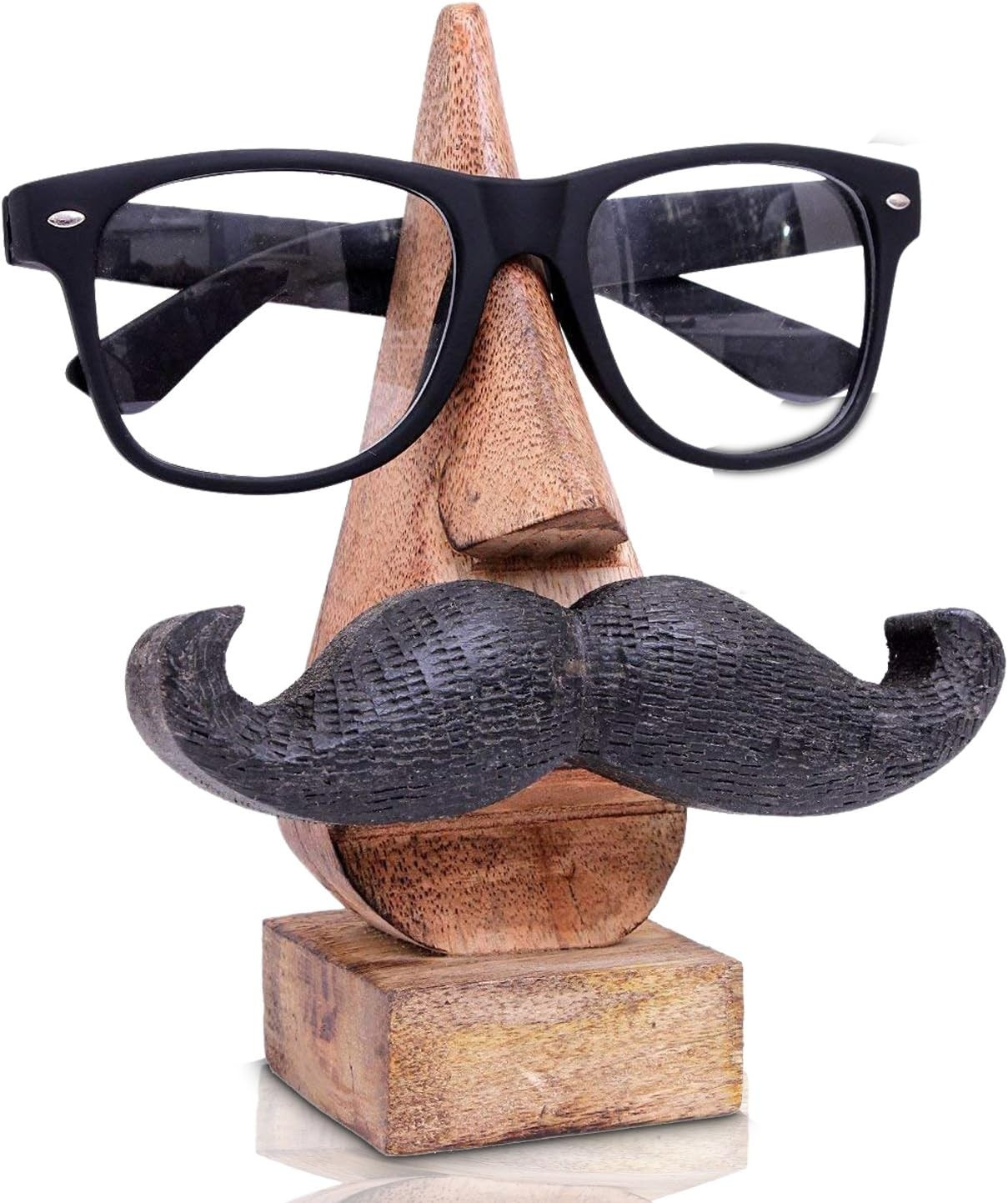 Wooden Glasses Holder Mustache Glasses Holder Shaped Mirror Holder 6 Inch ...