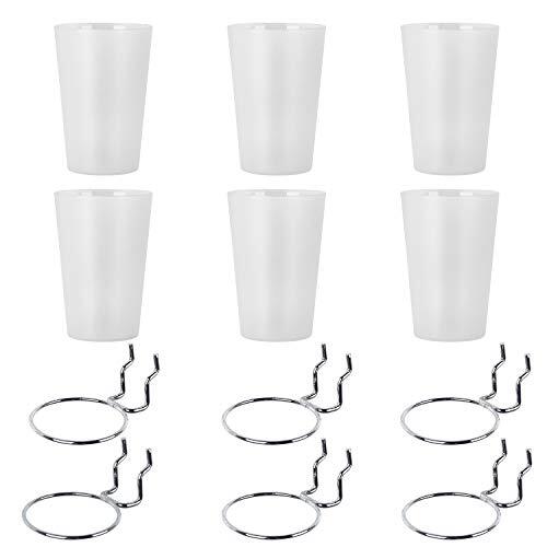 6 Sets Pegboard Hooks with Pegboard Cups, Ring Style Pegboard Bins Transparent