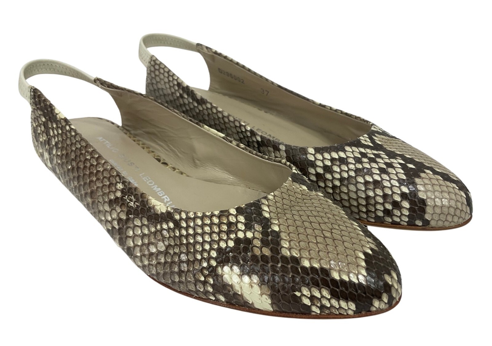 Attilio Giusti Leombruni Python Slingback Flats Size 7