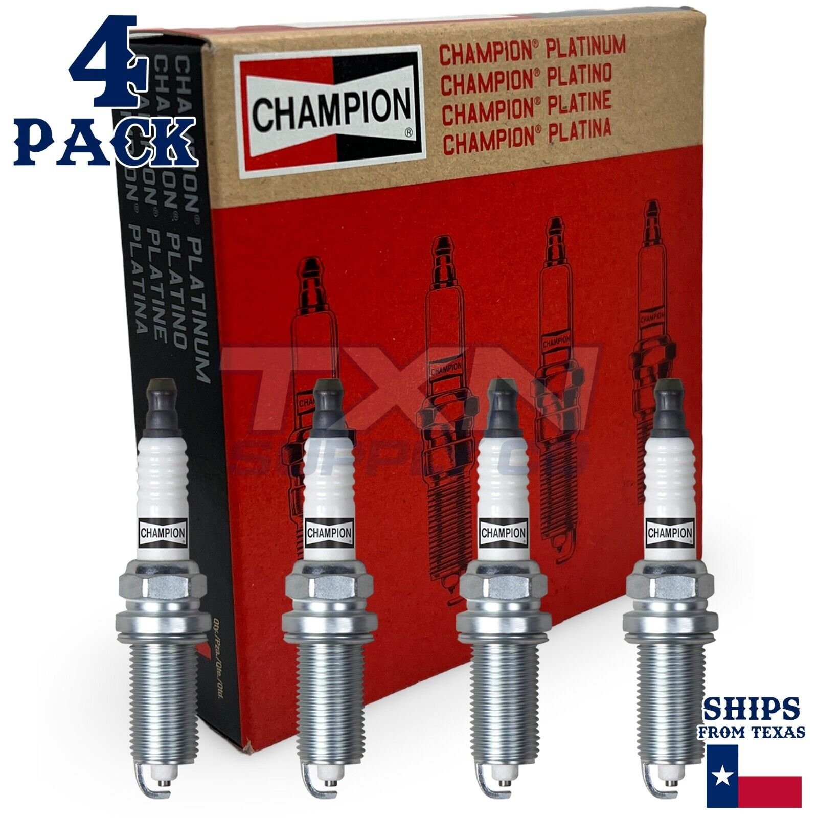 4 Pack Champion Platinum Spark Plugs for 1991-1992 Saturn SC 1.9L L4