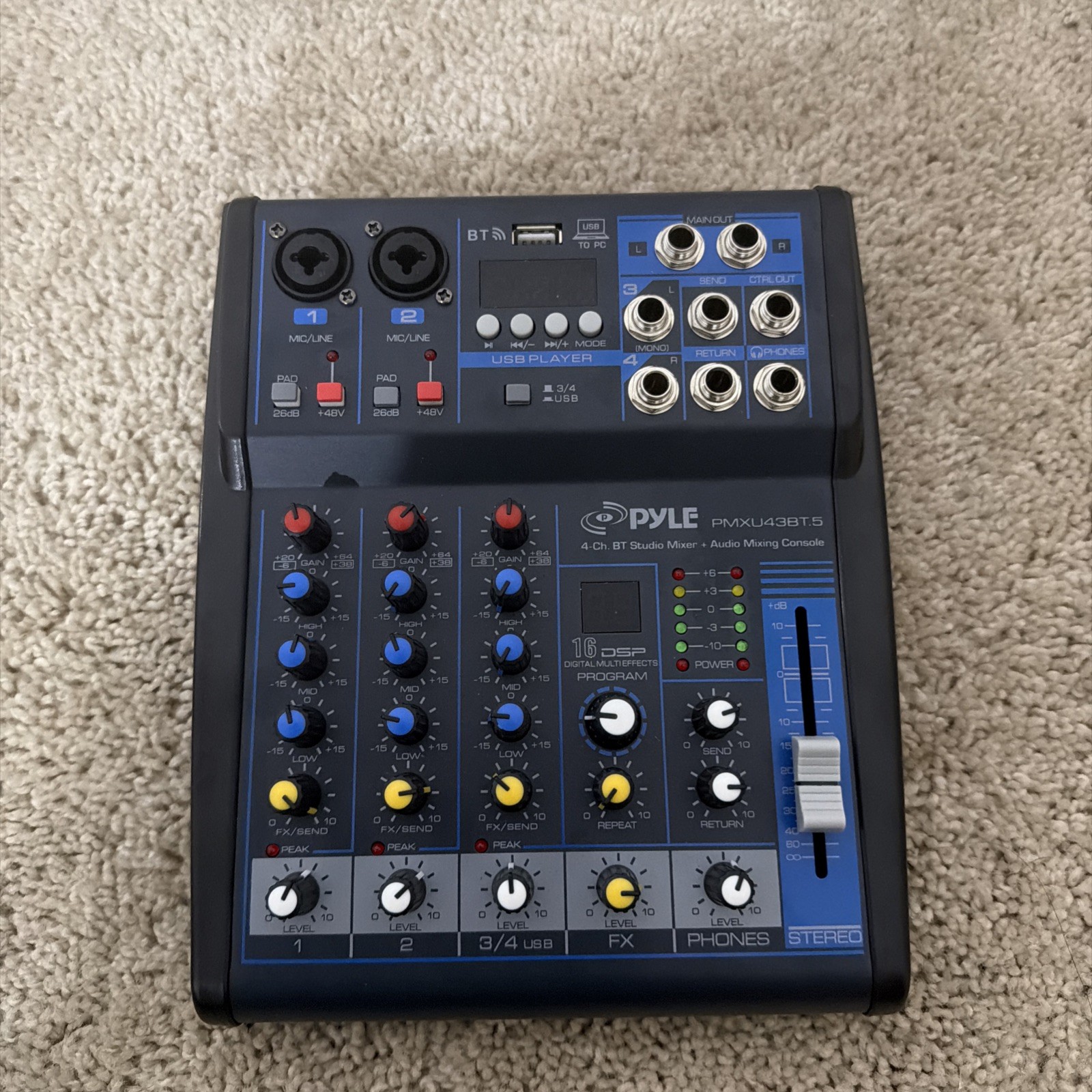 Pyle PMXU43BT Studio DJ Controller Audio Mixer Console System