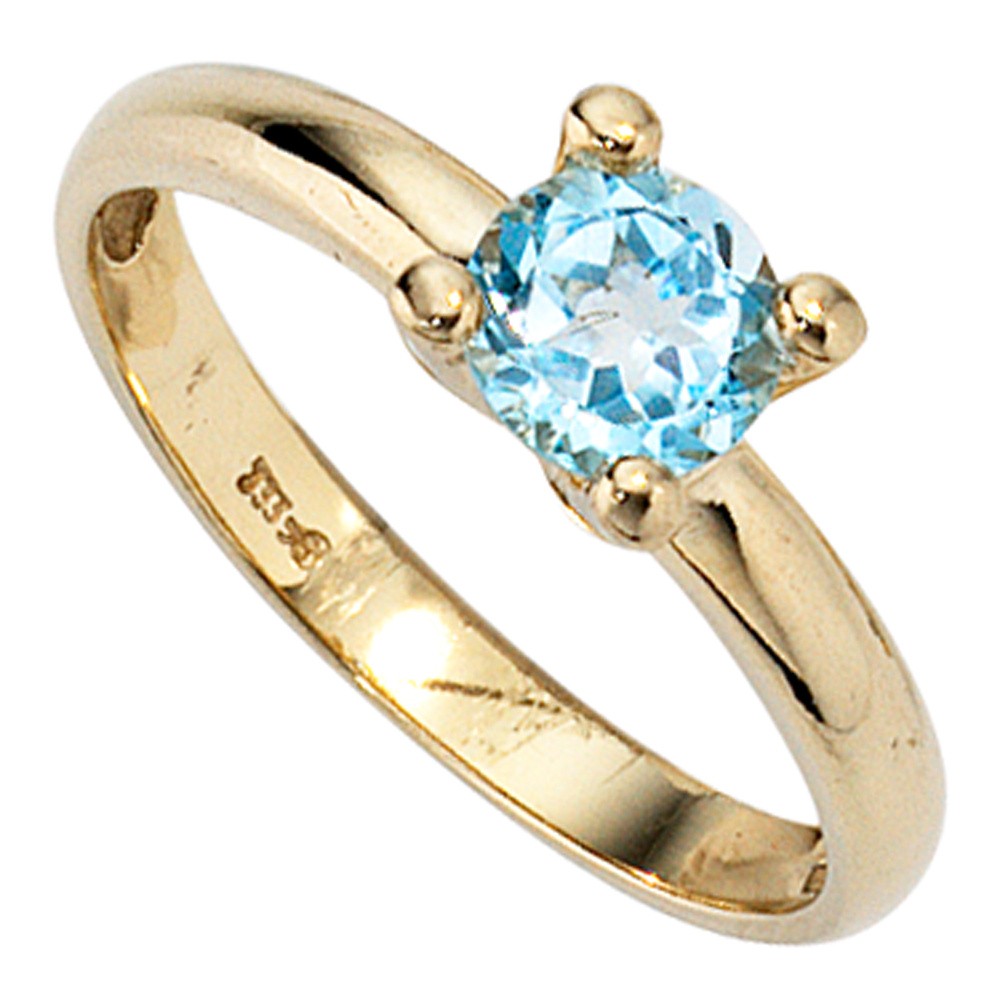 Jobo ladies' ring 333 gold yellow gold 1 blue topaz light blue gold ring RW: 56