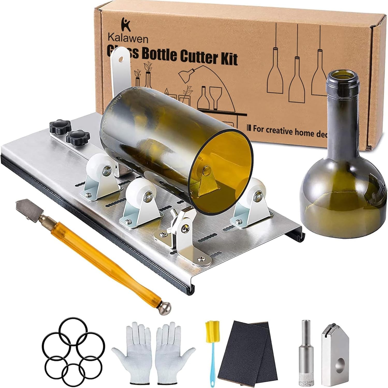 Kalawen Glass Bottle Cutter, Upgrade Bottle Cutter & Glass Cutter Kit for Bot...