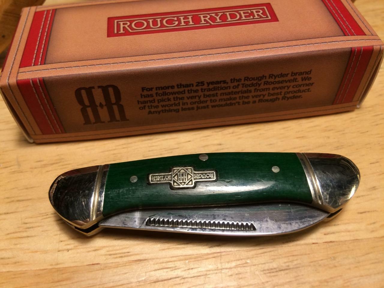 Rough Ryder Green Smooth Bone Mini Canoe 2 3/4" Pocket Knife RR057