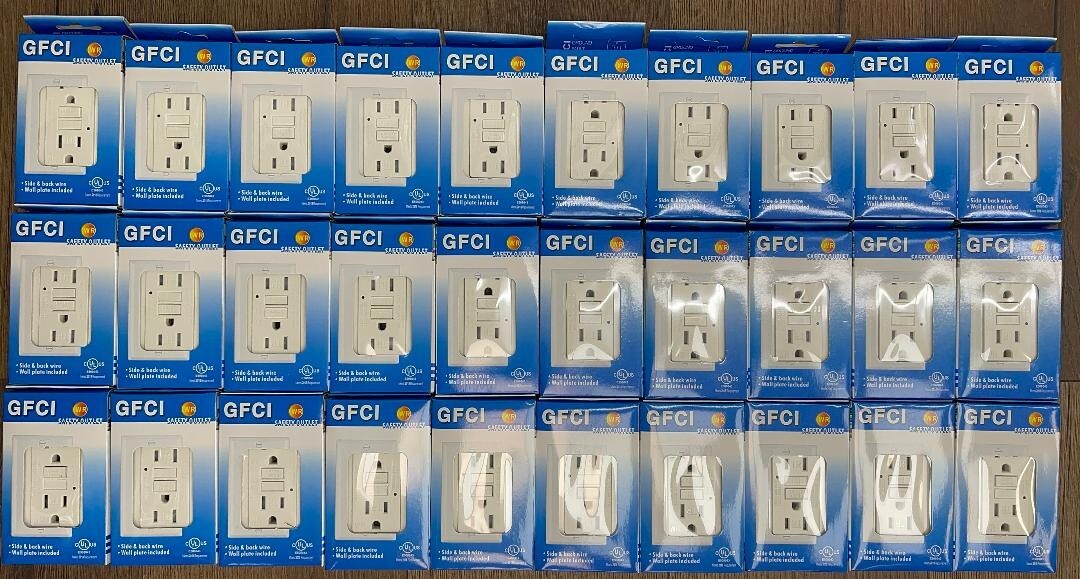30PK 15AMP GFCI Safety Outlet Receptacle w/ Wall Plate LED TRIP Indicator TR WR