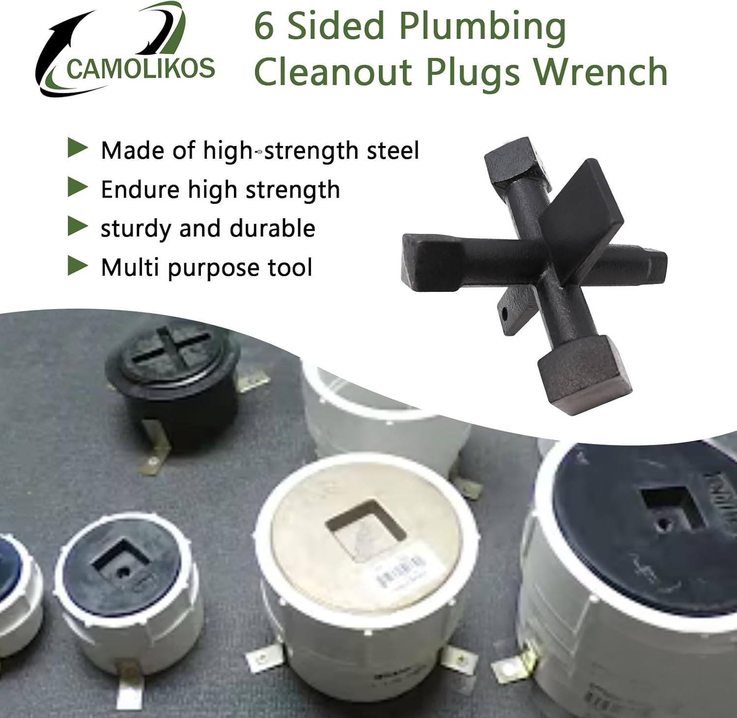 6 Sided Plumbing Cleanout Plugs Wrench Threaded Drum Trap Cleanout Tools