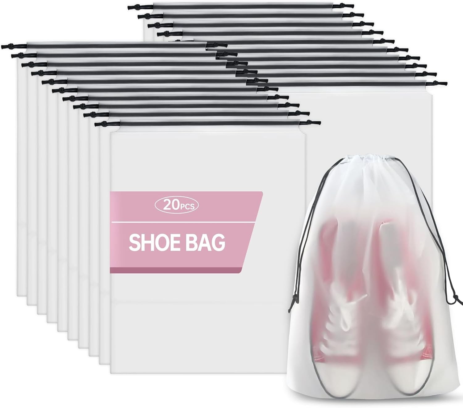 20 Pack Shoe Bags for Travel, 11.8" x 15.7" Waterproof Travel Shoe Bags for Pack