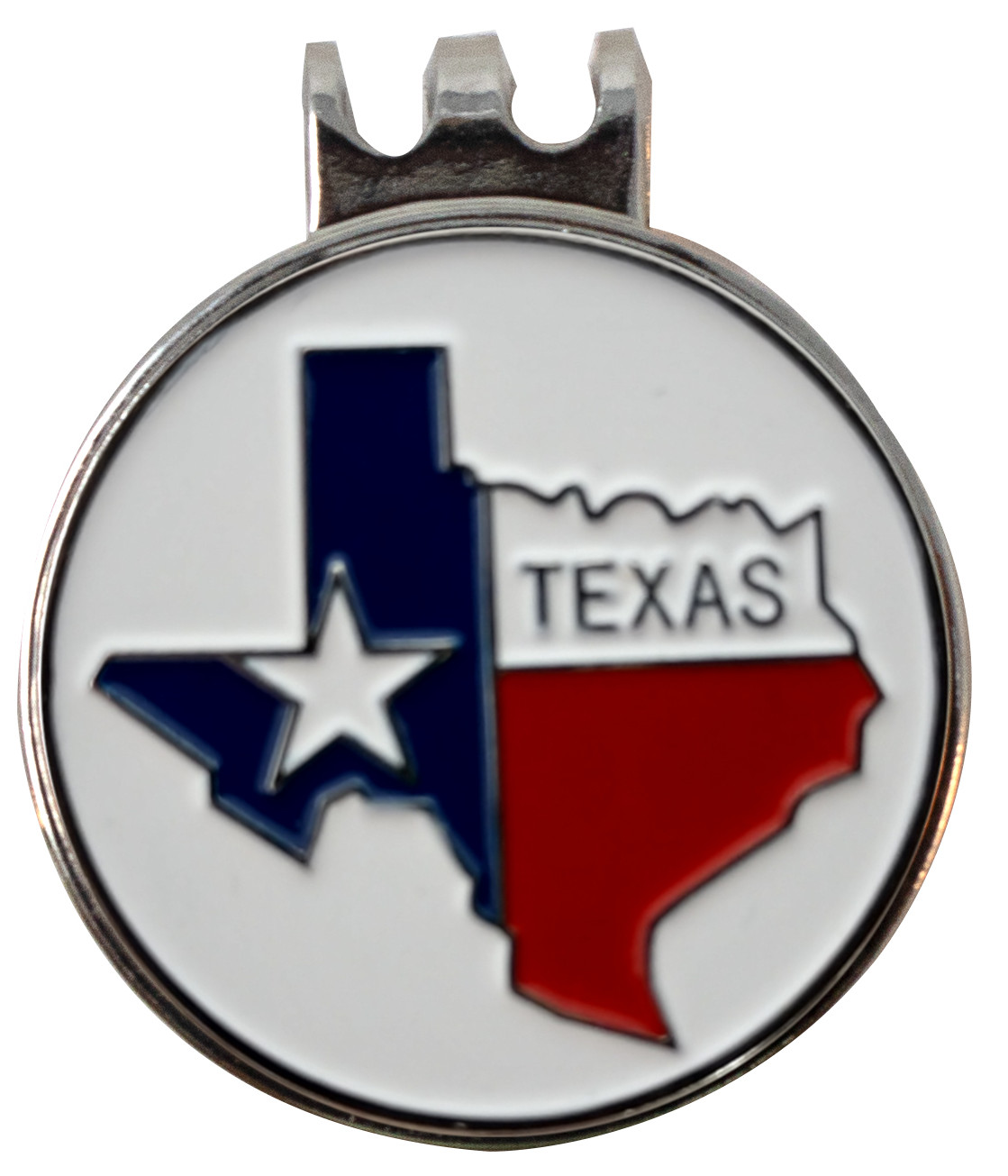 Golf ball marker with magnetic hat clip : Texas
