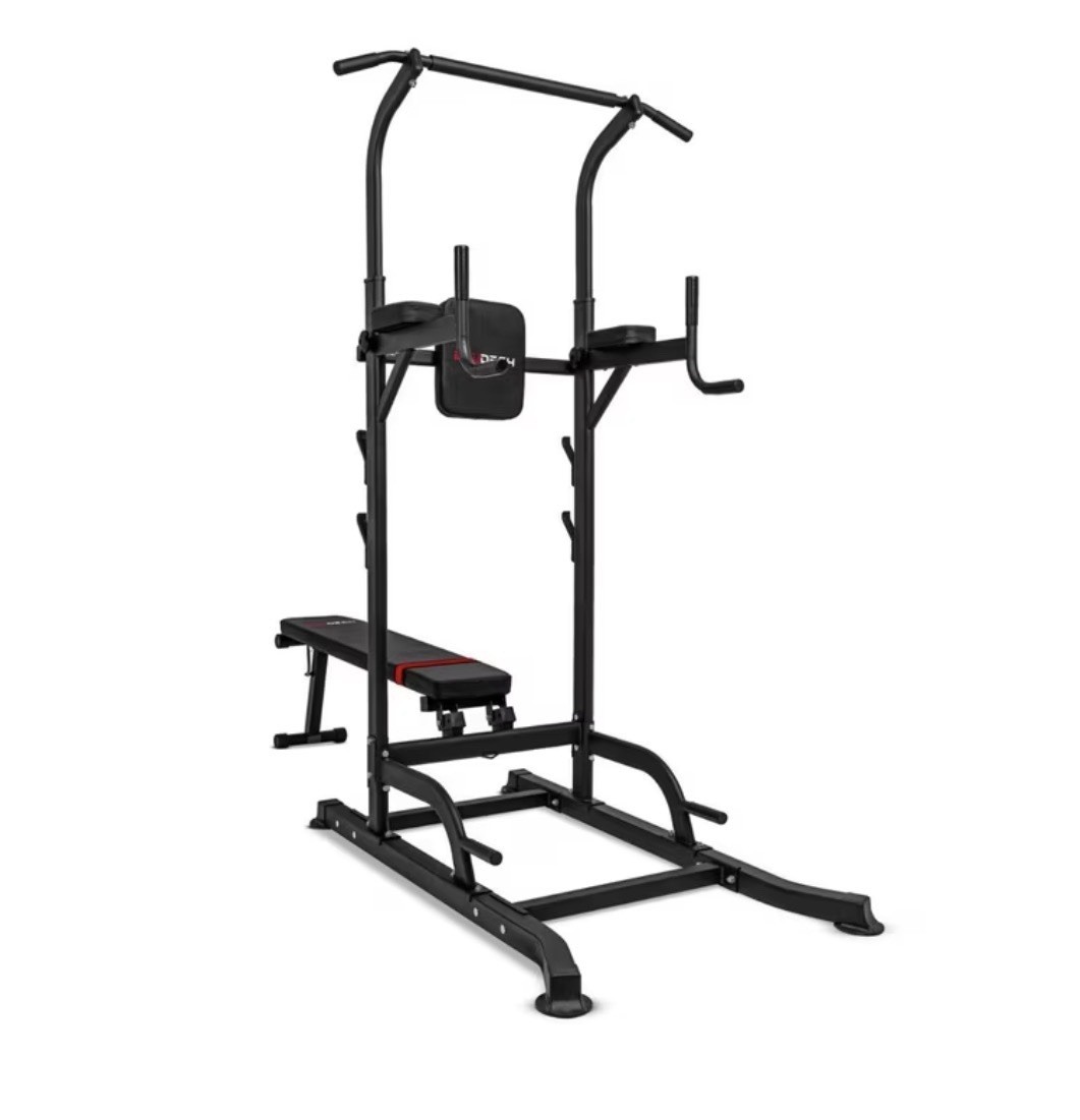 MULTIFUNCTION FITNESS STATION GYM BENCH, POWER TOWER AND ROCKER RACK