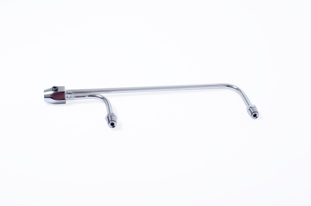 Chrome Fuel Line Holley Carburetor 8-21/32" Center Lines 3/8" Hose Dual Feed NPT