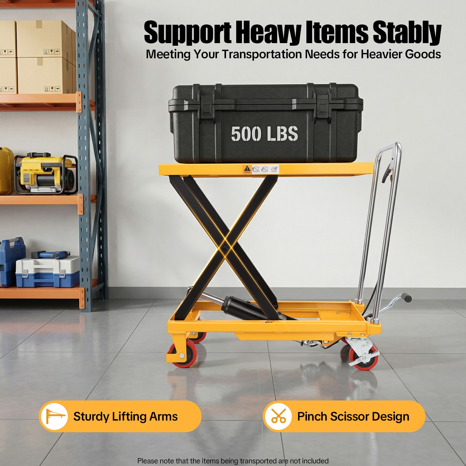 NEW Hydraulic Lift Table Cart 500 lbs Manual Scissor Lift Table 30.5" Orange