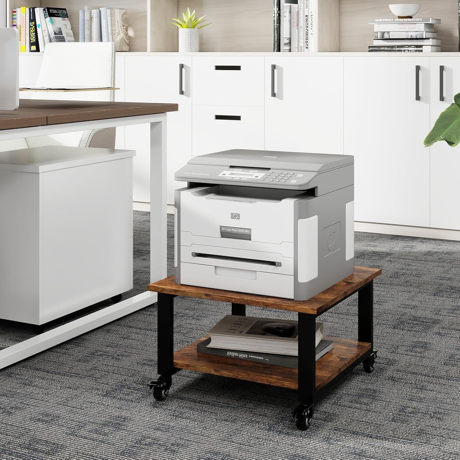 2 Tier Laser Printer Stand,19.7''x19.7''x12.6'' Large Printer Table Copier Stand