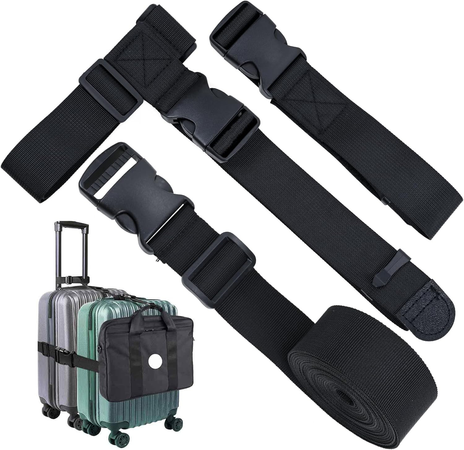 Add a Bag Luggage Strap - Heavy Duty Adjustable Suitcase Belt - Travel Accessory