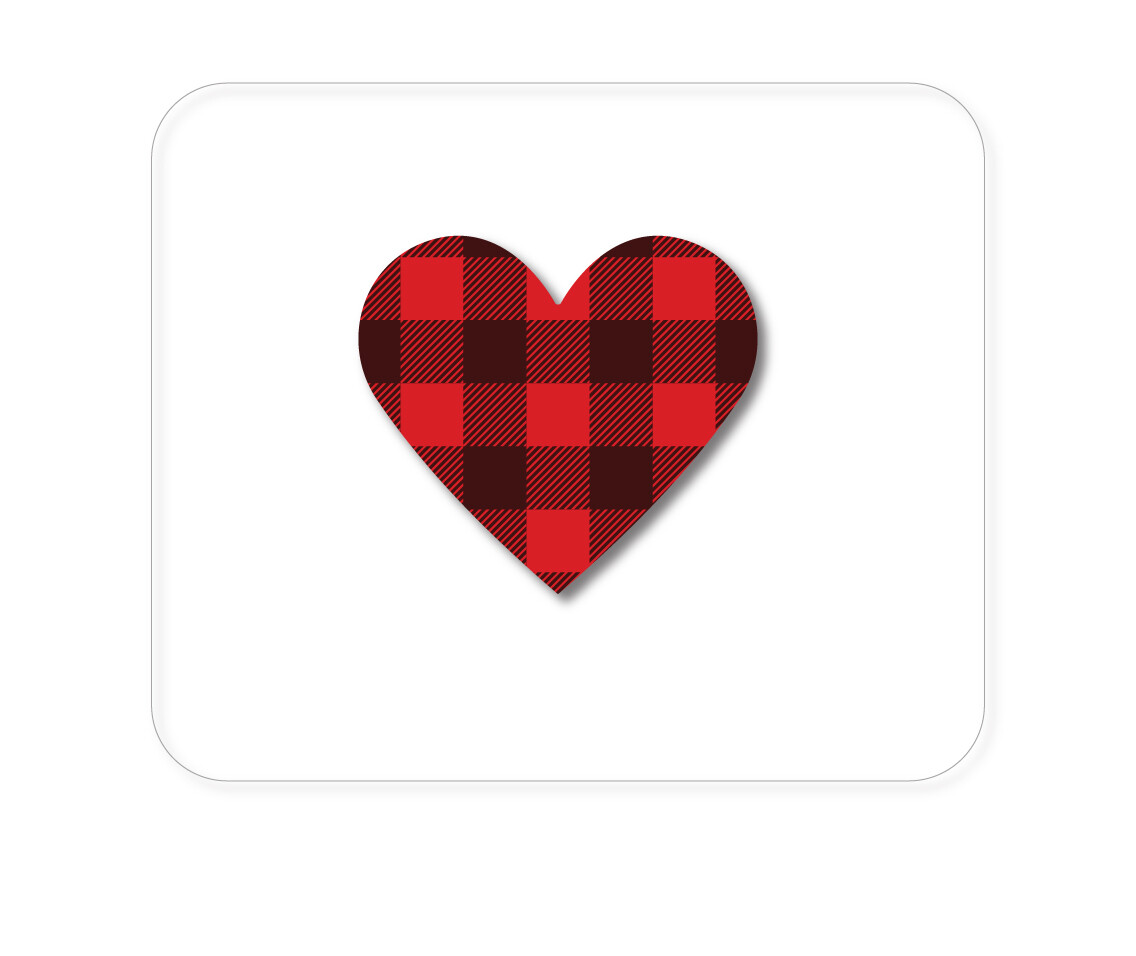 CUSTOM Mouse Pad 1/4 - Buffalo Heart - Red Black Plaid