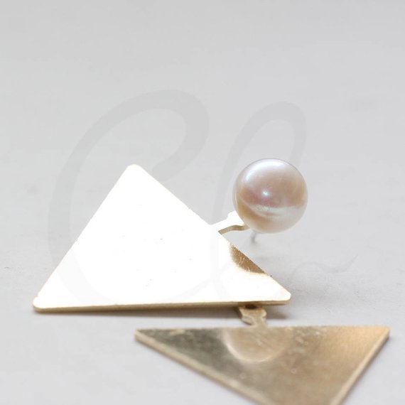 4 Pieces Raw Brass Earring Component - Triangle - Pendant 34.5x41.2mm (3841C)