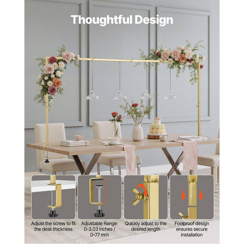 2-Pack Adjustable over the Table Arch Decorative Stand with Clamps Gold