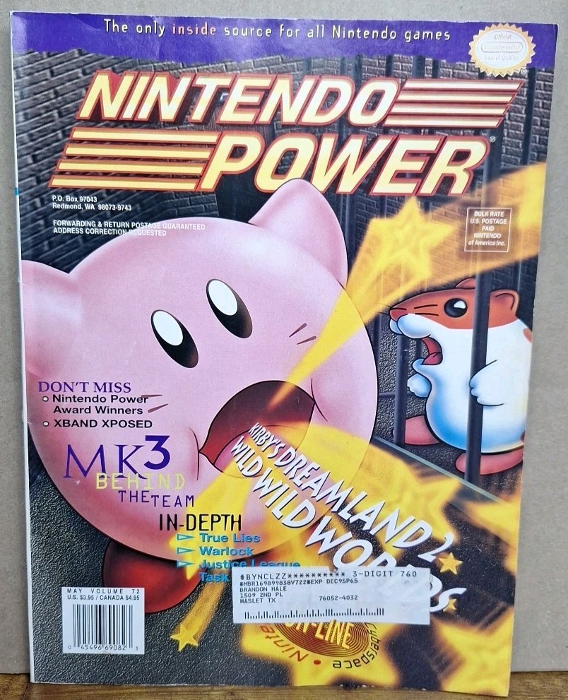 Nintendo Power Magazine 72 May 1995 Kirby's Dreamland 2 Valley with Poster