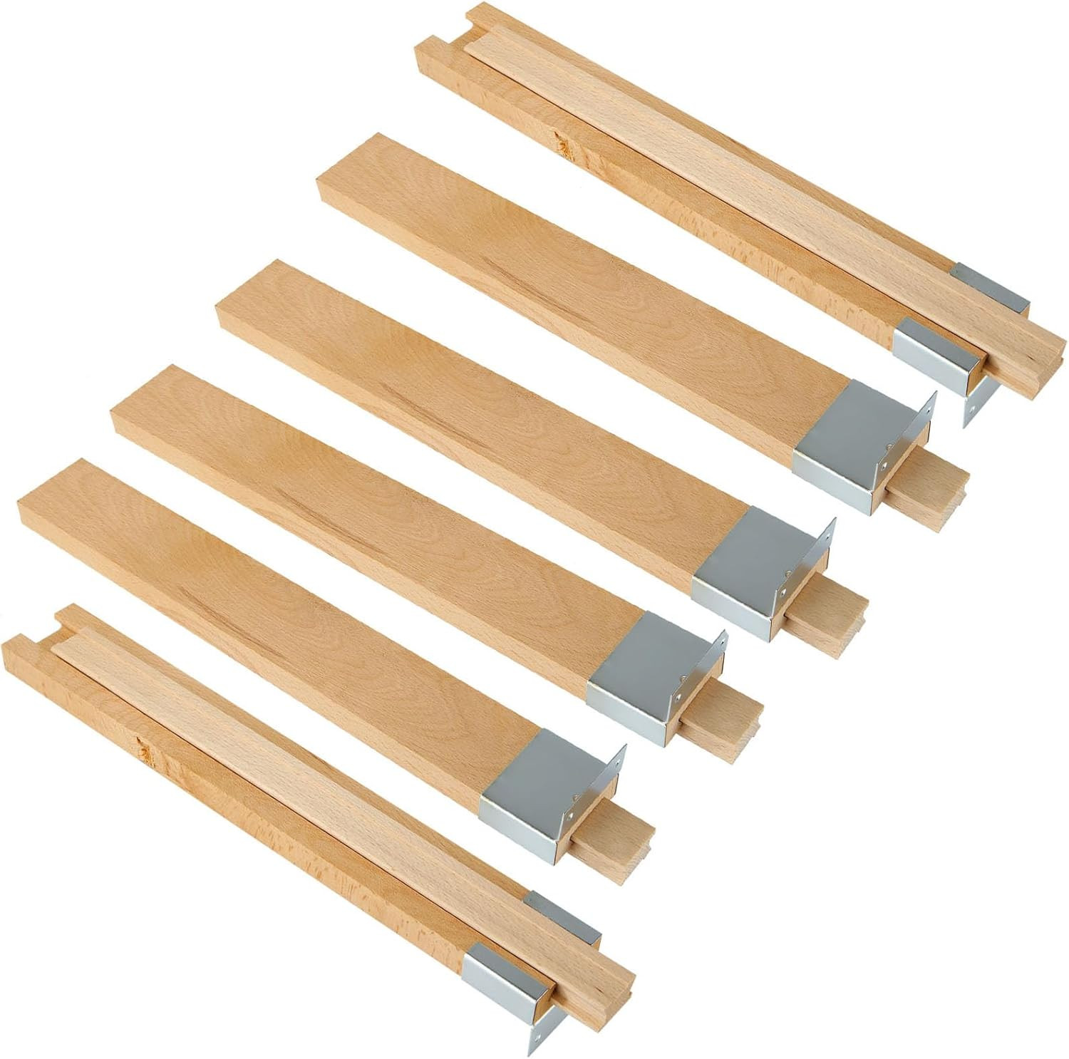 6PCS 14 Inch Wood Drawer Slides with Metal Slide Glides, Classic Traditional Woo