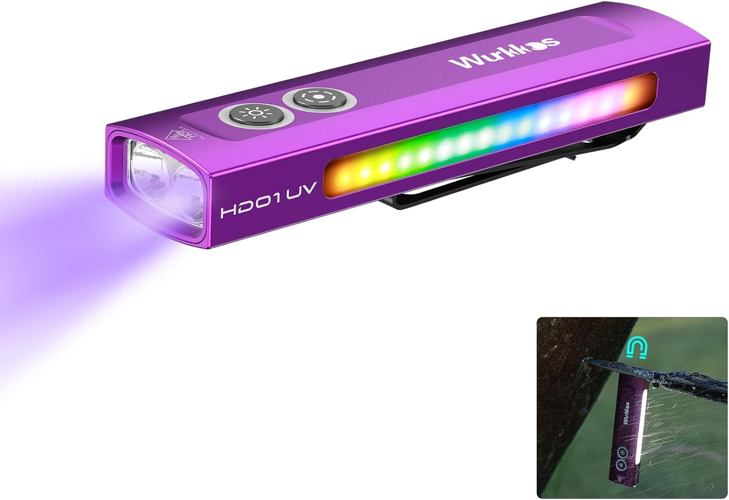HD01 UV Flashlight, Rechargeable EDC Flashlight, Led Flashlight | with 365Nm UV