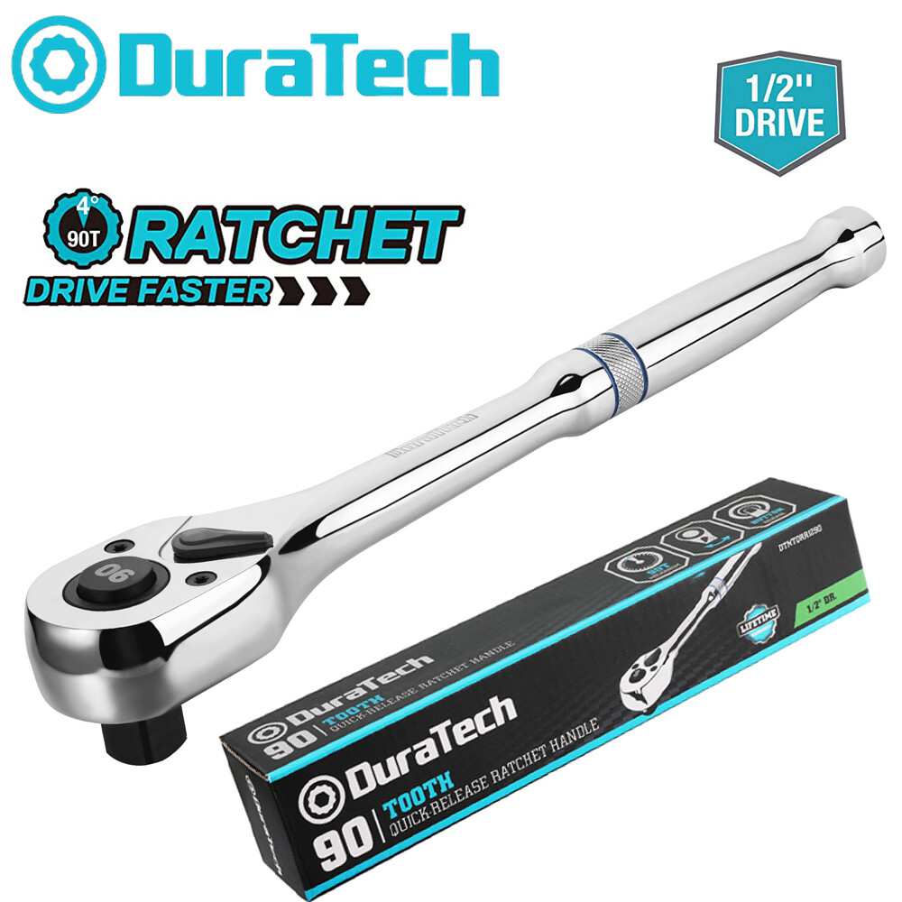 DURATECH 1/2" Drive Ratchet Handle 90-Tooth Ratchet Wrench Socket Wrench Handle