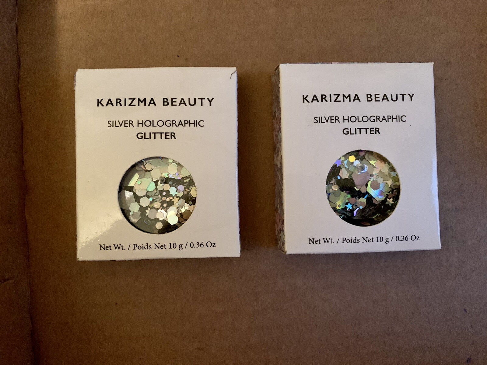 New set of 2 Silver Holographic Glitter KARIZMA BEAUTY Face Body free shipping