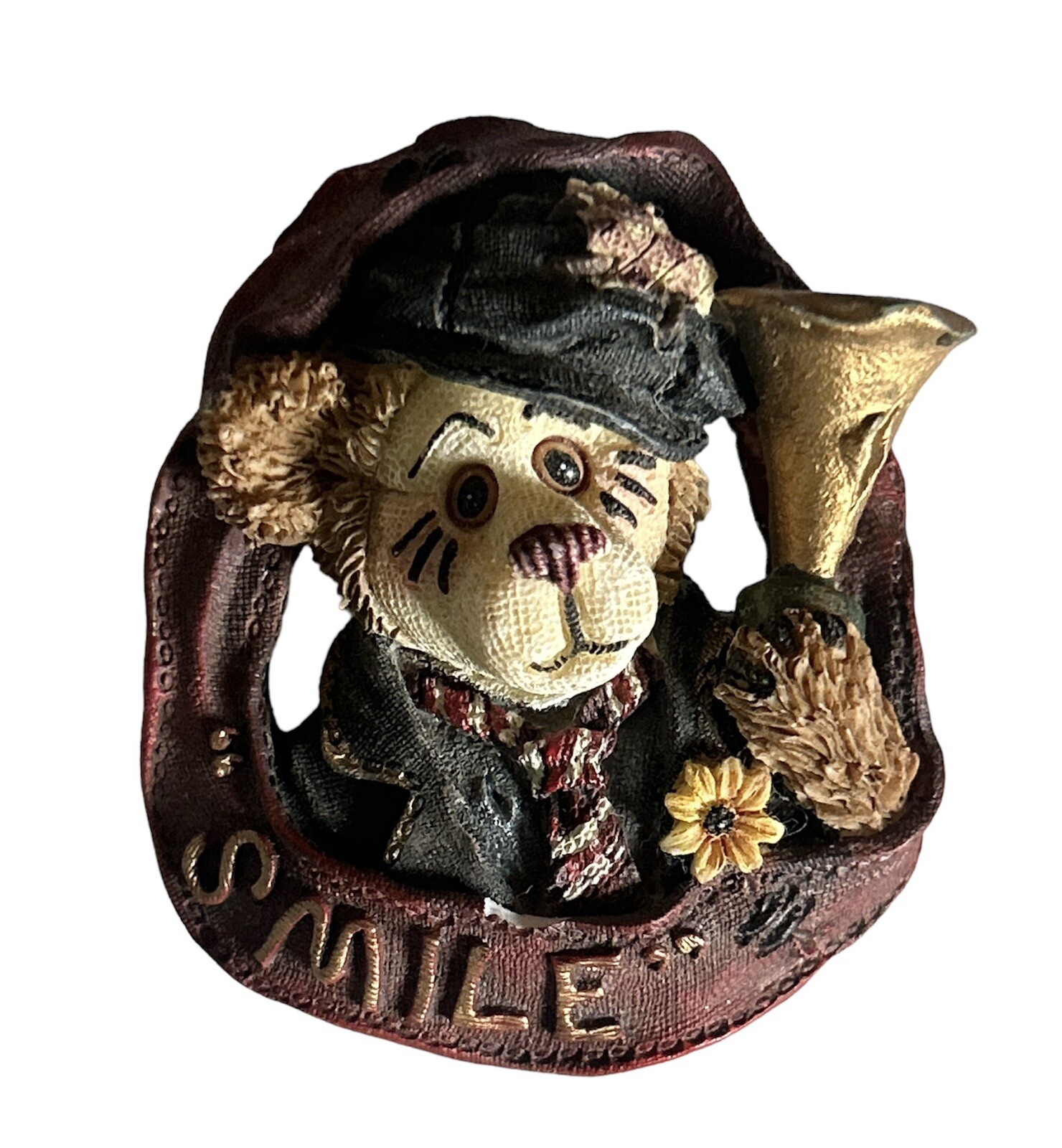 Boyds Bear Bearwear Pin Brooch Teddy Smile Clown Horn VTG