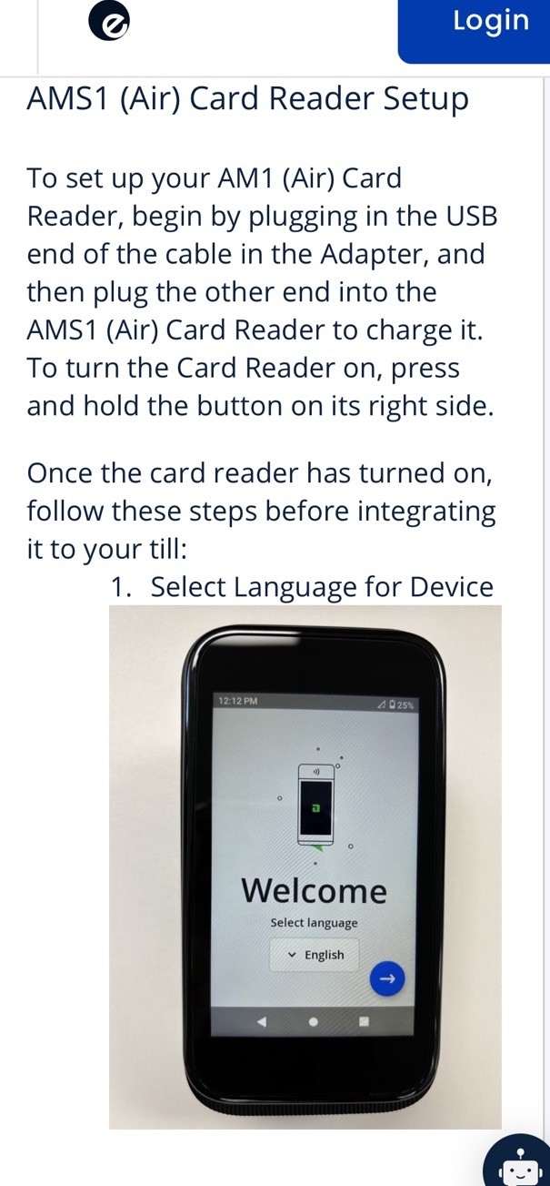Eposnow Air Card Reader With Dock For POS Payment Processing Portable