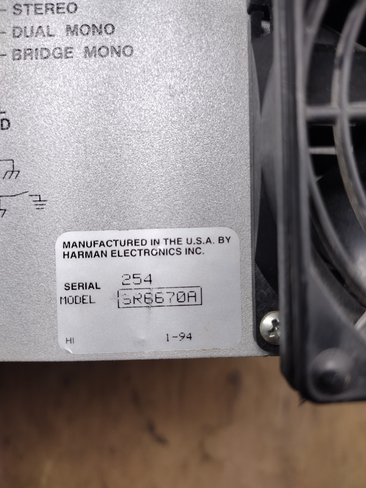 JBL Power Amplifier SR 6670A - Powers On - Rack Mountable - USED